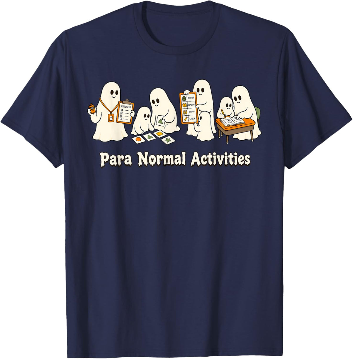 para Normal Activities Paraprofessional Halloween Teacher T-Shirt - Navy Blue