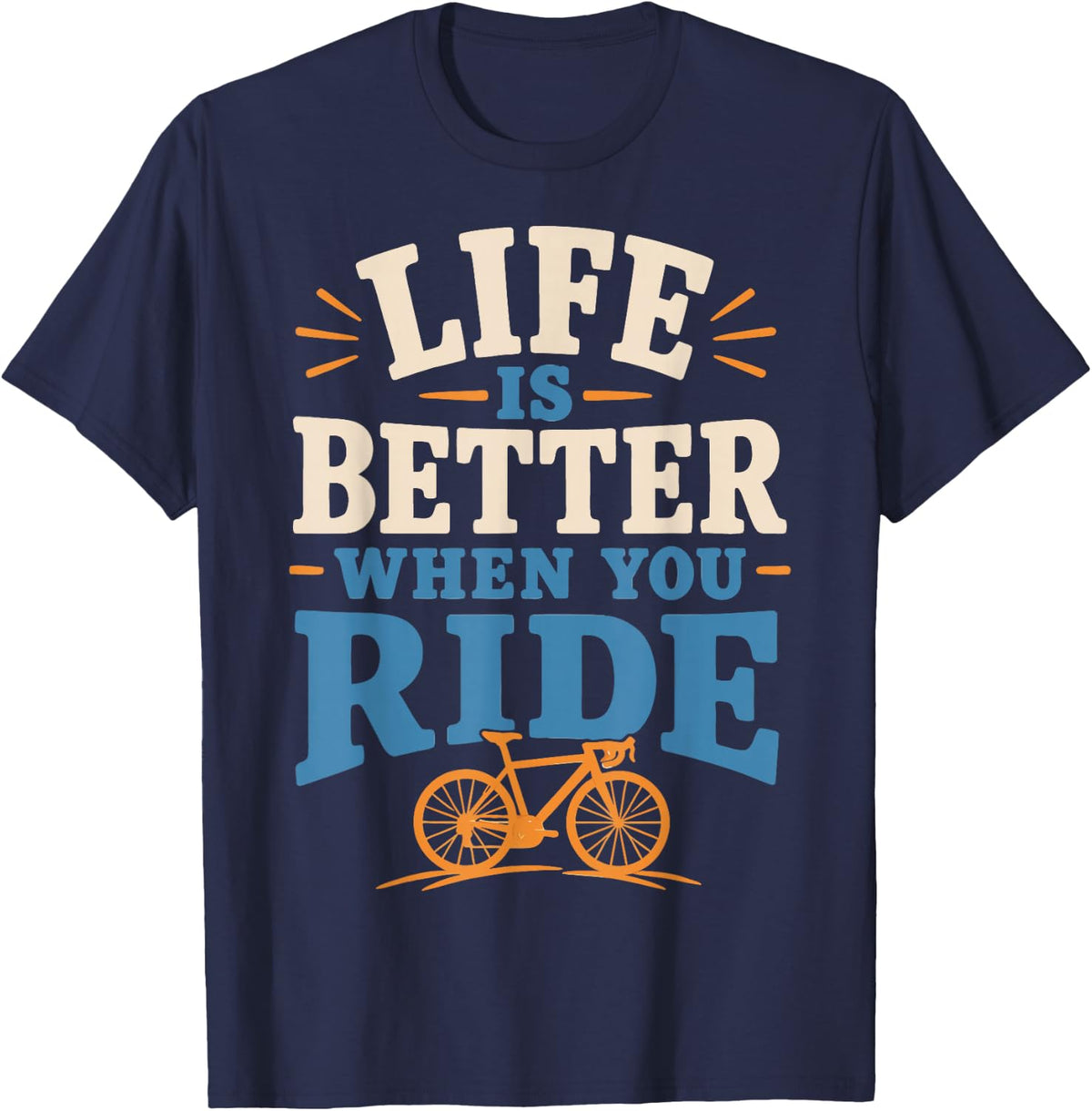 Retro Road Cycling Road Bike Rider Cyclist T-Shirt - Navy Blue