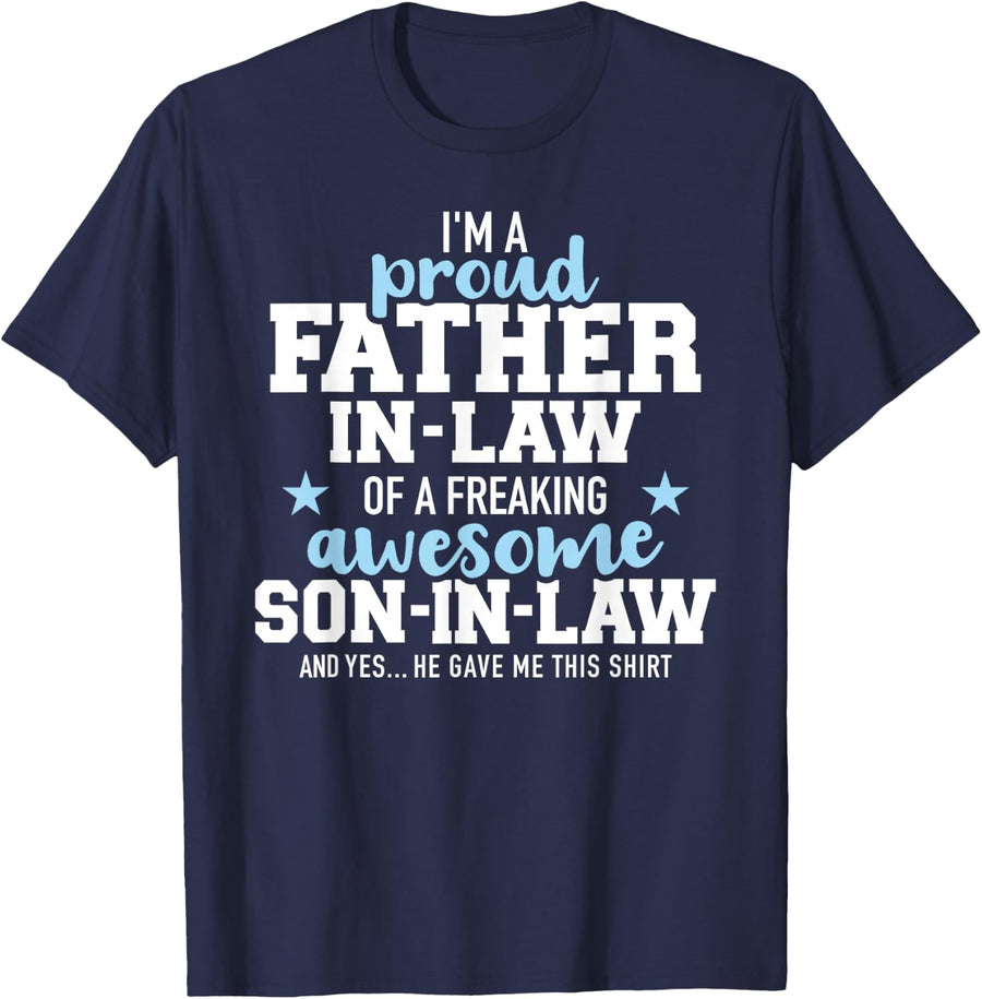Proud father-in-law of a great son-in-law T-Shirt - Navy Blue