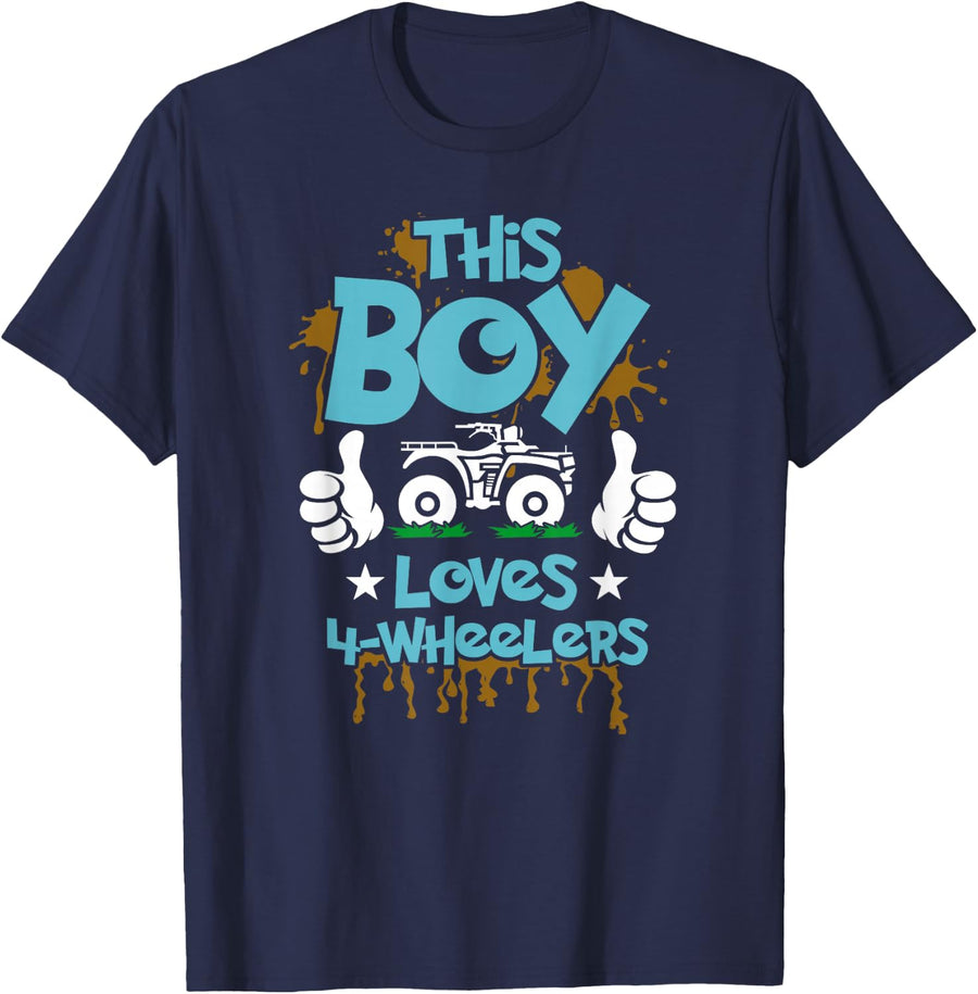 Children's ATV Shirt 4 Wheeler T-Shirt for Boys 4 Wheeler T-Shirt - Navy Blue