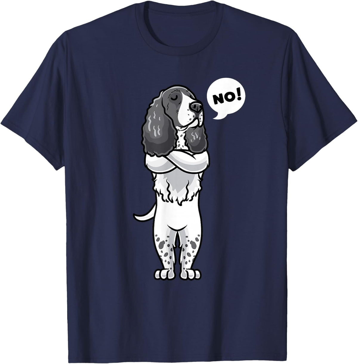 Stubborn English Springer Spaniel Dog Funny T-Shirt - Navy Blue