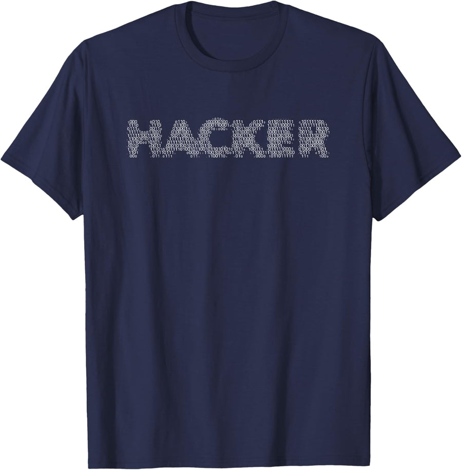 Hacker Gifts for Coders and Programmers Binary Code T-Shirt - Navy Blue