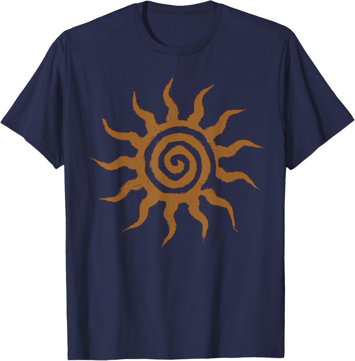 Spiral Sun Fairy Grunge Hippie Boho Goblincore Graphic T-Shirt - Navy Blue