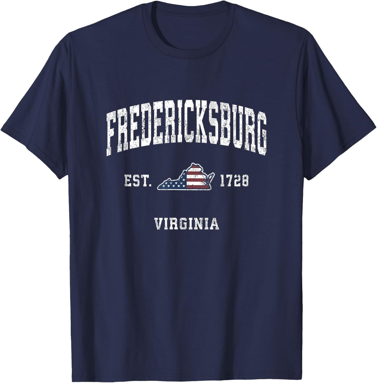 Fredericksburg Virginia VA Vintage American Flag Design T-Shirt - Navy Blue