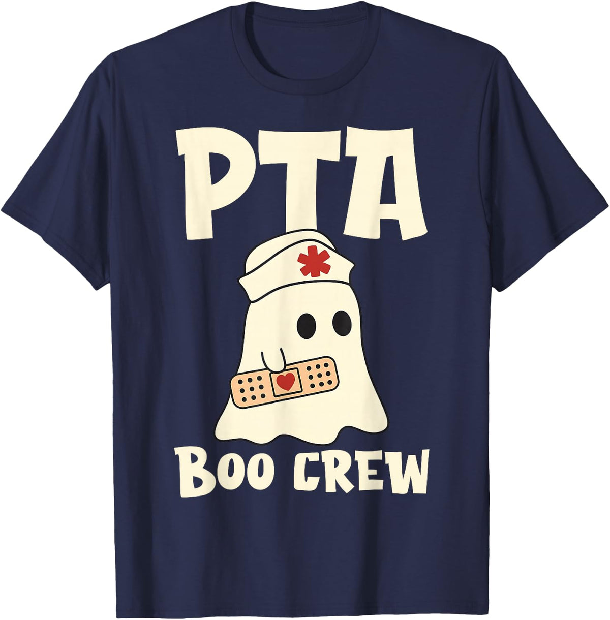 Ghost PTA Boo Crew Halloween PTA Physical Therapy Assistant T-Shirt - Navy Blue