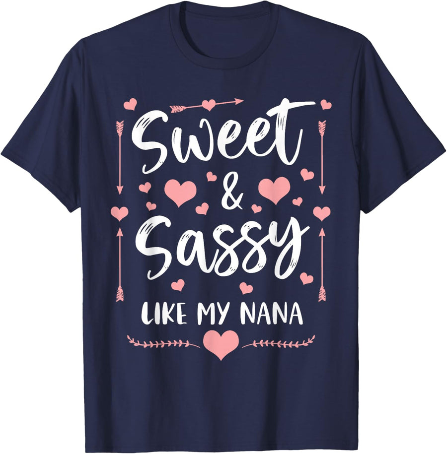 Sweet And Sassy Like My Nana Matching Grandma and Niece T-Shirt - Navy Blue