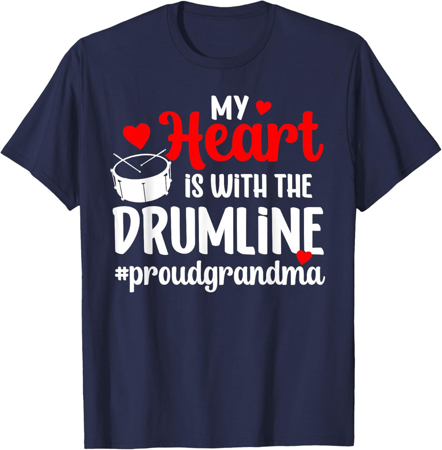 Proud Drumline Grandma Drumline Grandmother T-Shirt - Navy Blue