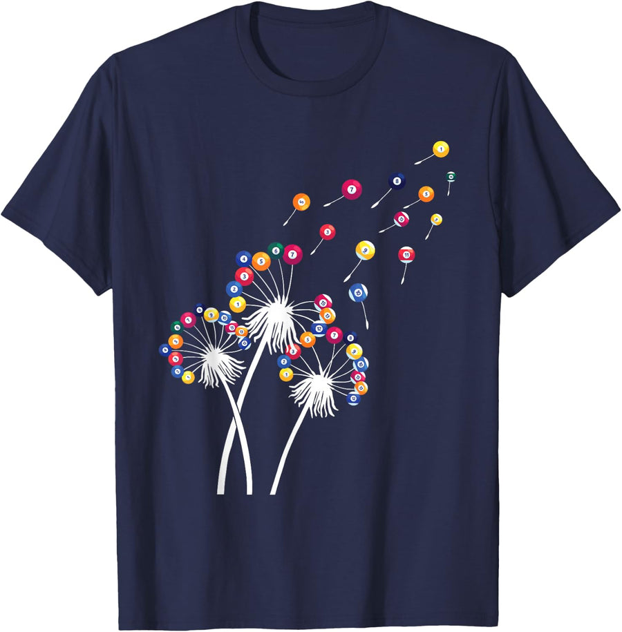 Dandelion Billiard Ball - 8 Ball Billiard Game Pool Player T-Shirt - Navy Blue