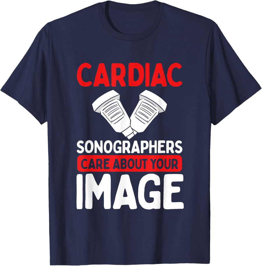 Sonography Heart Ultrasound Technician Cardiac Sonographer T-Shirt - Navy Blue