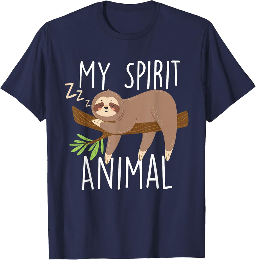 My Spirit Animal - Sleeping Sloth Zookeeper Environmentalist T-Shirt - Navy Blue