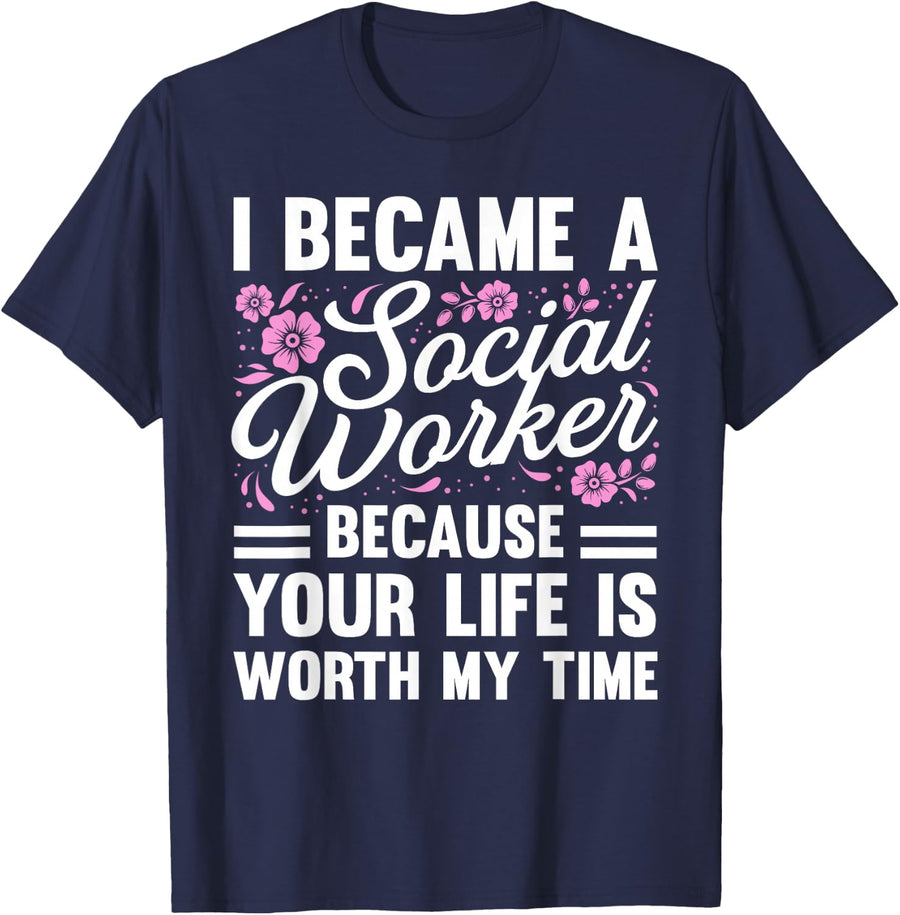 Cool Social Worker For Men Women School Hospital Health Work T-Shirt - Navy Blue