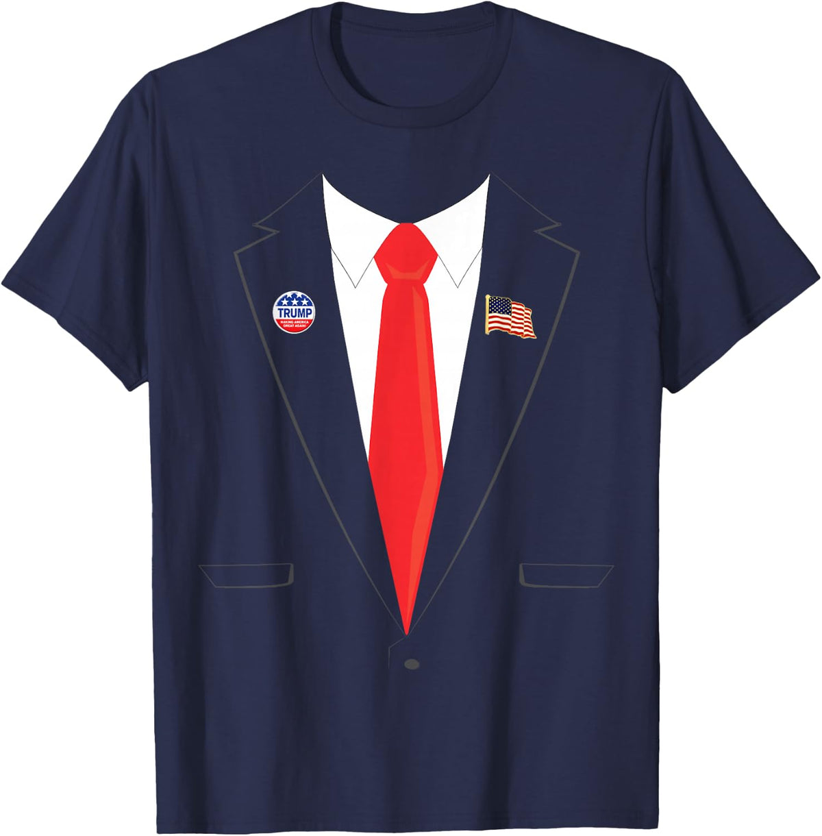 Tuxedo Suit Presidents Day T-Shirt Trump Pin Costume 2020 T-Shirt - Navy Blue