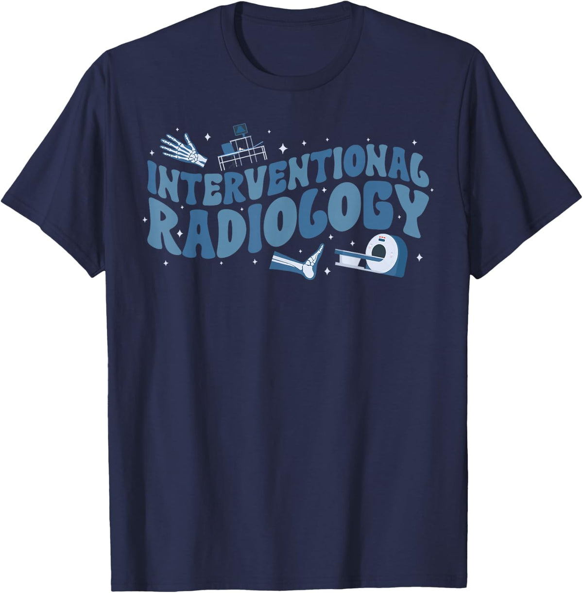 Interventional Radiology Groovy IR Nurse Interventional Tech T-Shirt - Navy Blue