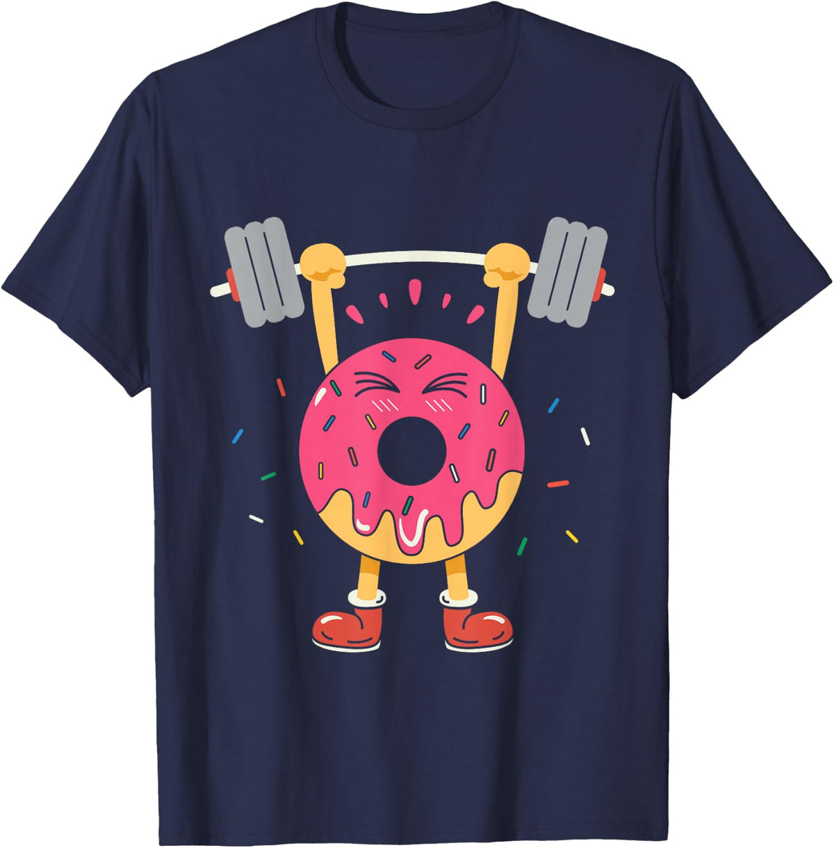 Weightlifting Funny Fitness Workout Gym Donut Lover Gift T-Shirt - Navy Blue