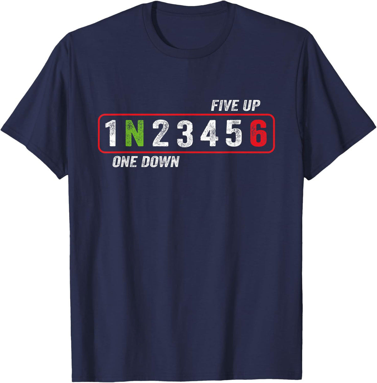 Motorcyclist Racing Motorcycle Gear Shift One Down Five Up T-Shirt Tee For Riders - Navy Blue