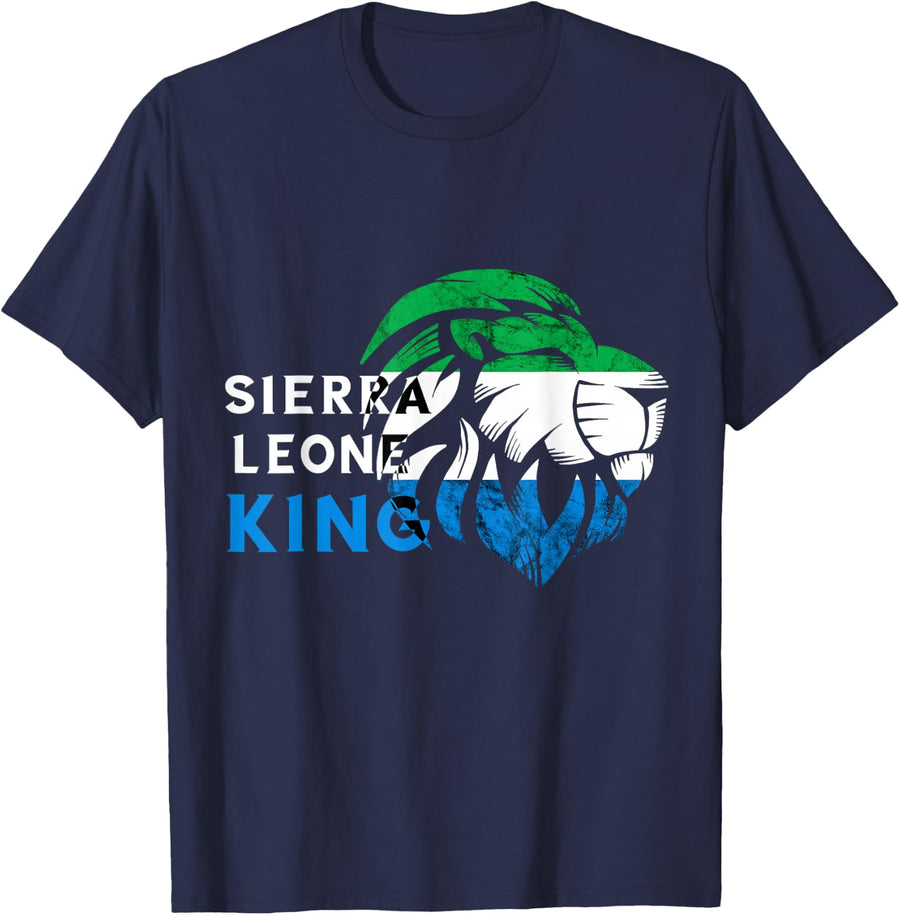 Sierra Leone Lion Flag Sierra Leonean King Pride Roots T-Shirt - Navy Blue