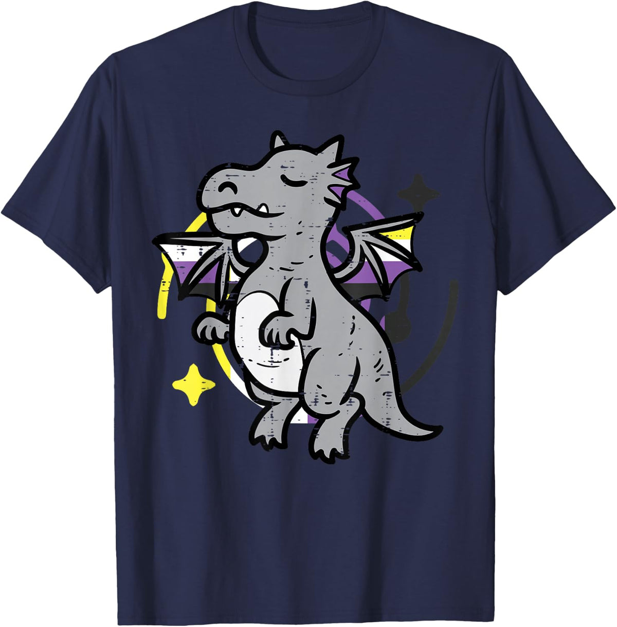 Nonbinary Dragon Non Binary Enby Pride Lgbtq Men Women Kids T-Shirt - Navy Blue