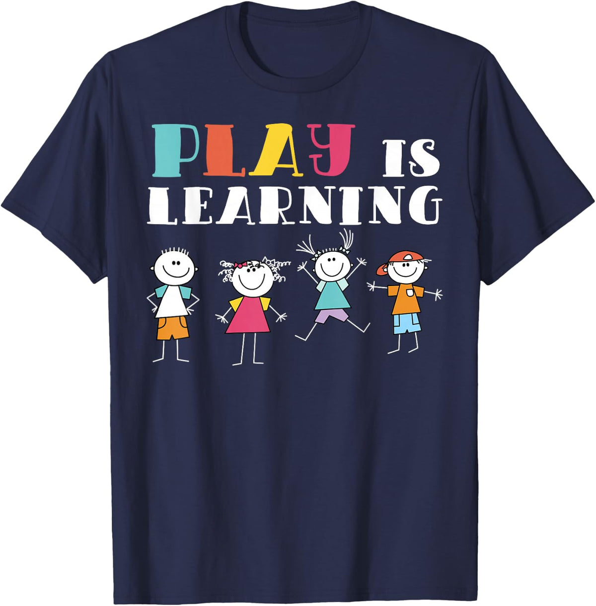 Play is Learning design | T designs For Teachers Preschool T-Shirt - Navy Blue