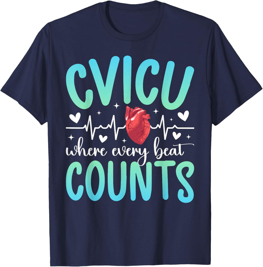 CVICU Nurse Cardiovascular Intensive Care Unit Appreciation T-Shirt - Navy Blue
