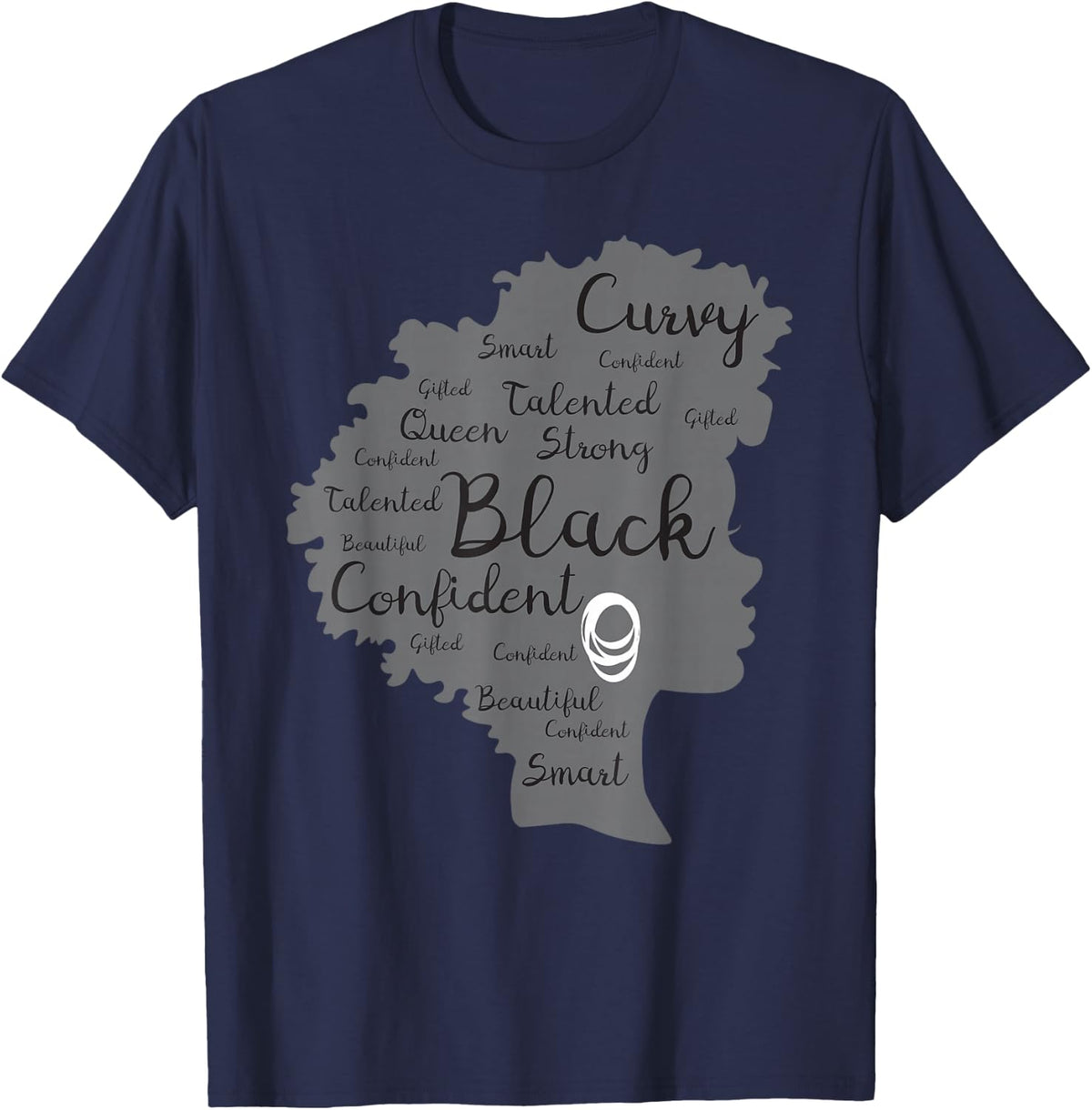 Strong Black Woman Afrocentric African American T-Shirt - Navy Blue