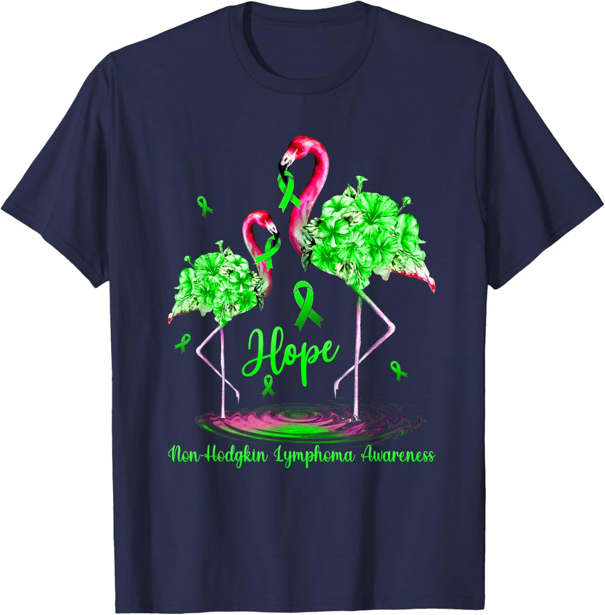 Flamingo Non-Hodgkin Lymphoma T-Shirt - Navy Blue