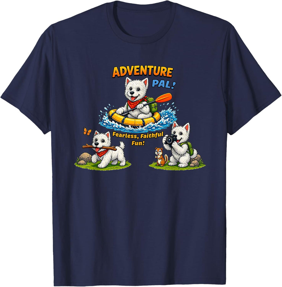 Westie West Highland Terrier Funny Happy Pet Fun Puppy Dog T-Shirt - Navy Blue