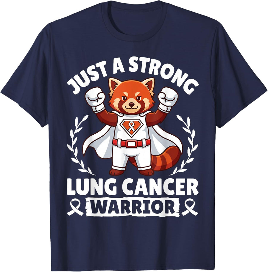 Just A Strong Lung Cancer Superhero Red Panda Warrior Fight T-Shirt - Navy Blue