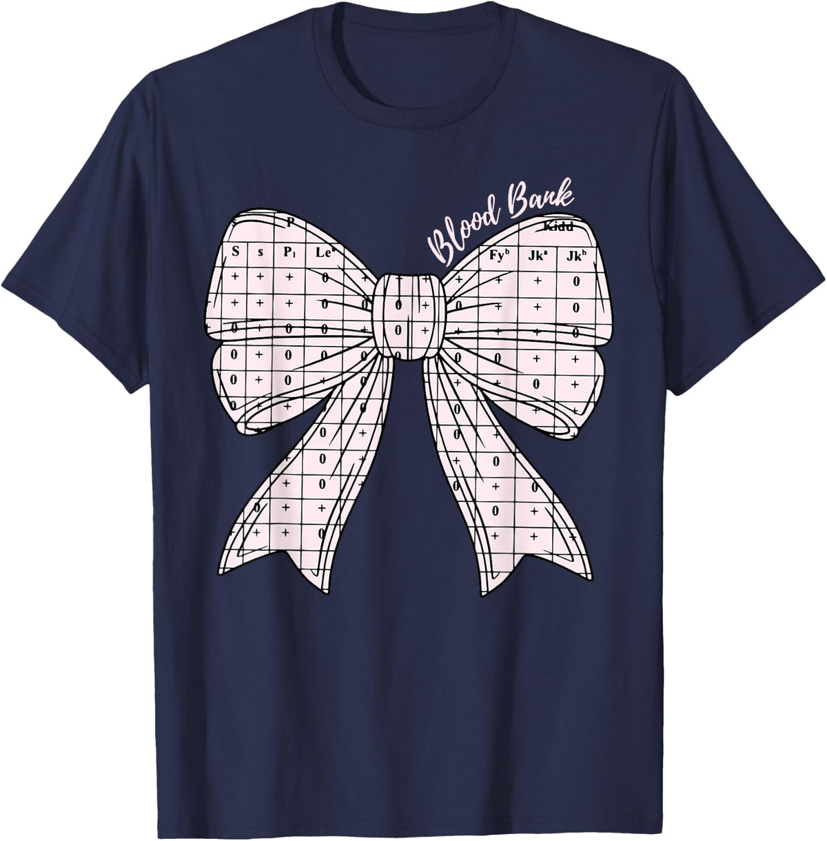 Blood Bank Medical Lab Tech Science Laboratory Christmas Bow T-Shirt - Navy Blue