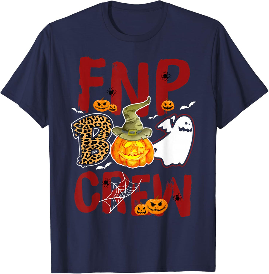 FNP Boo Crew Halloween Family Nurse Practitioner Match T-Shirt - Navy Blue