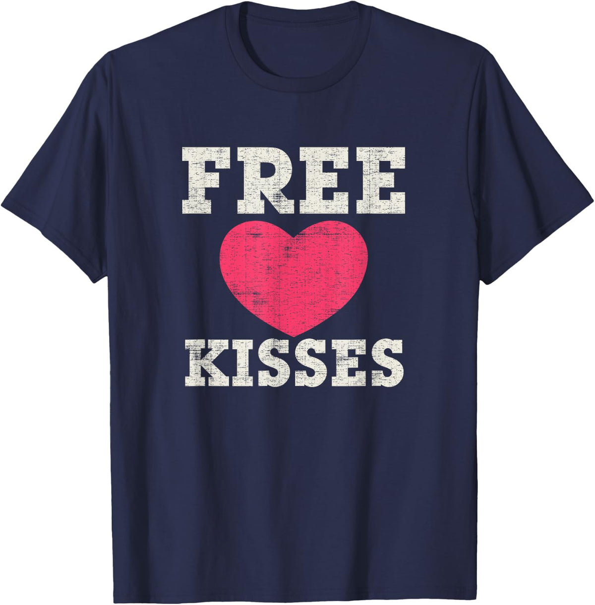 Free Kisses Valentine T-shirt T-Shirt - Navy Blue