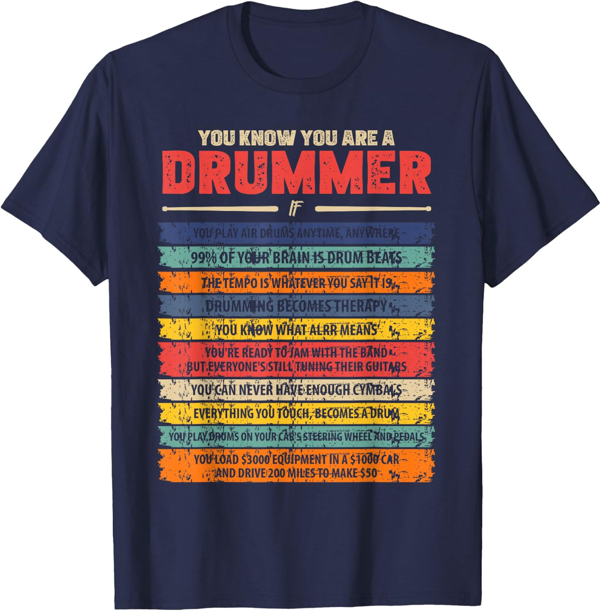 You Know You are A Drummer Air Drums T-Shirt - Navy Blue