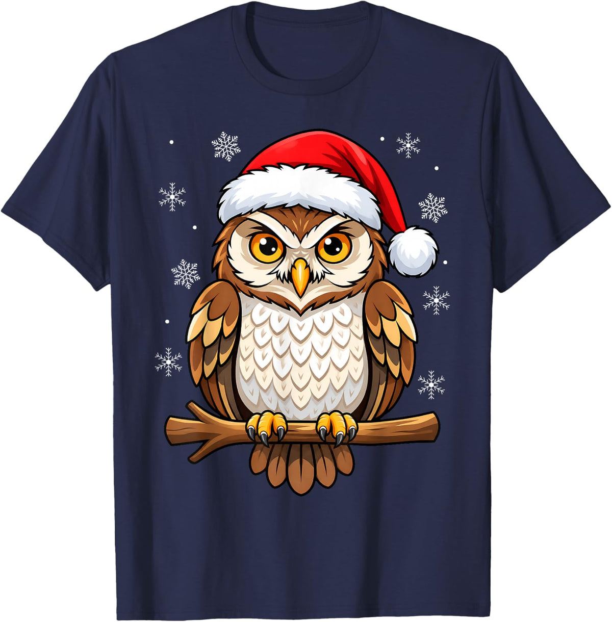 Festive Christmas Owl T-Shirt - Navy Blue