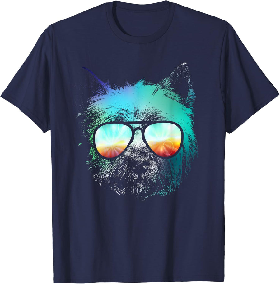 West Highland White Terrier Neon Dog Shirt T-Shirt for Men Women Kids - Navy Blue