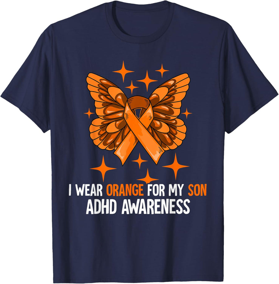 I Wear Orange For My Son ADHD Awareness T-Shirt - Navy Blue
