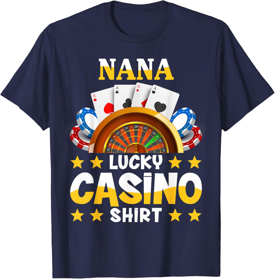 Casino Shirt For Nana Funny Lucky Casino T-Shirt - Navy Blue