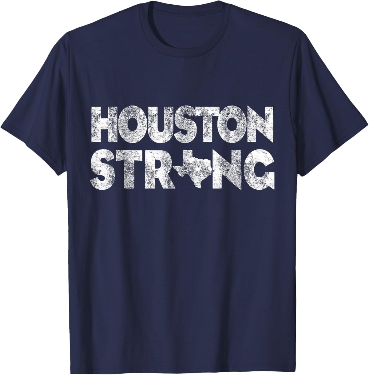 Vintage Grunge Houston Strong T-Shirt T-Shirt - Navy Blue