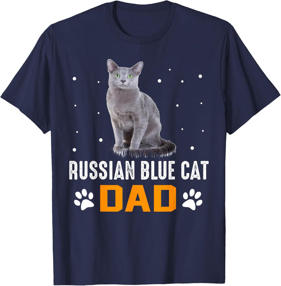 Cat - Russian Blue Dad - Russian Blue Cat T-Shirt - Navy Blue