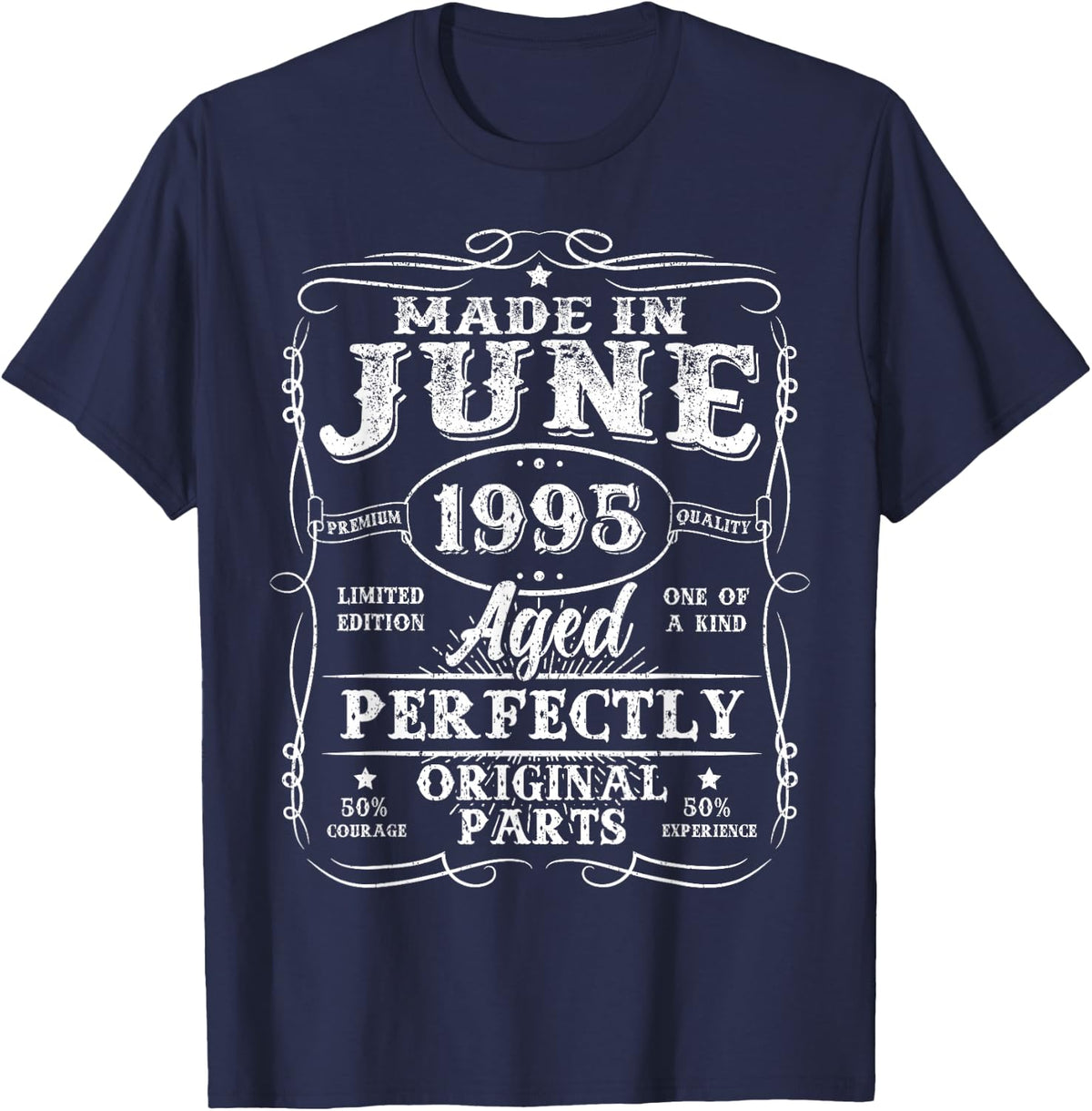 30 Year Old Made In June 1995 Vintage 30th Birthday Men Boys T-Shirt - Navy Blue