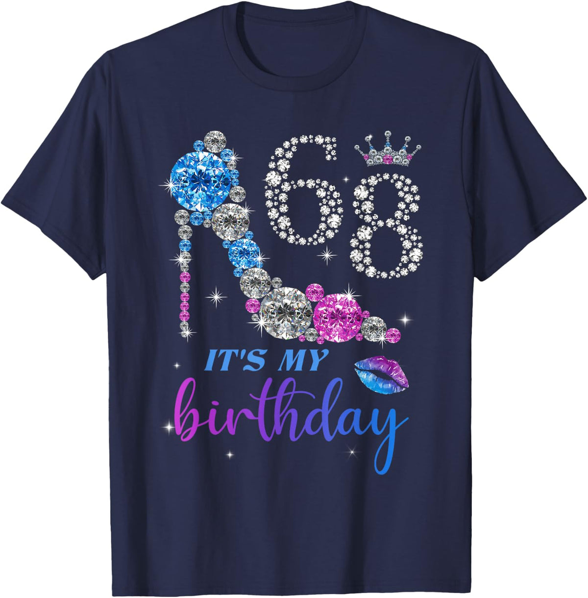 Women It's My 68th Purple Shoe Crown Happy 68th birthday T-Shirt - Navy Blue