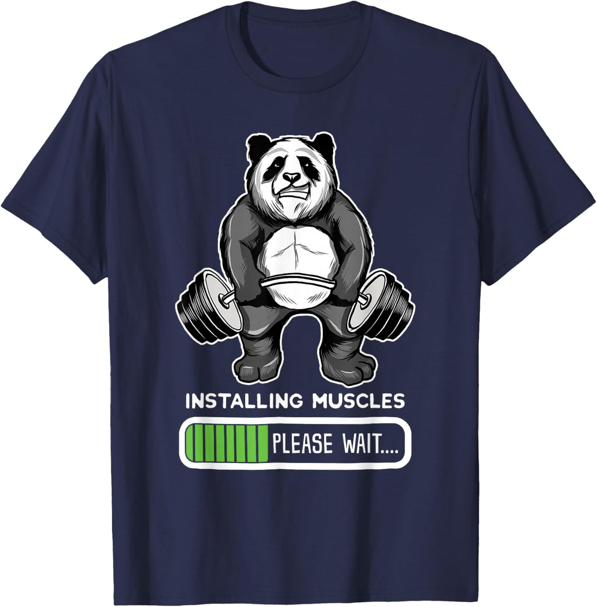 Panda Gym Installing Muscles Fitness Gift T-Shirt - Navy Blue