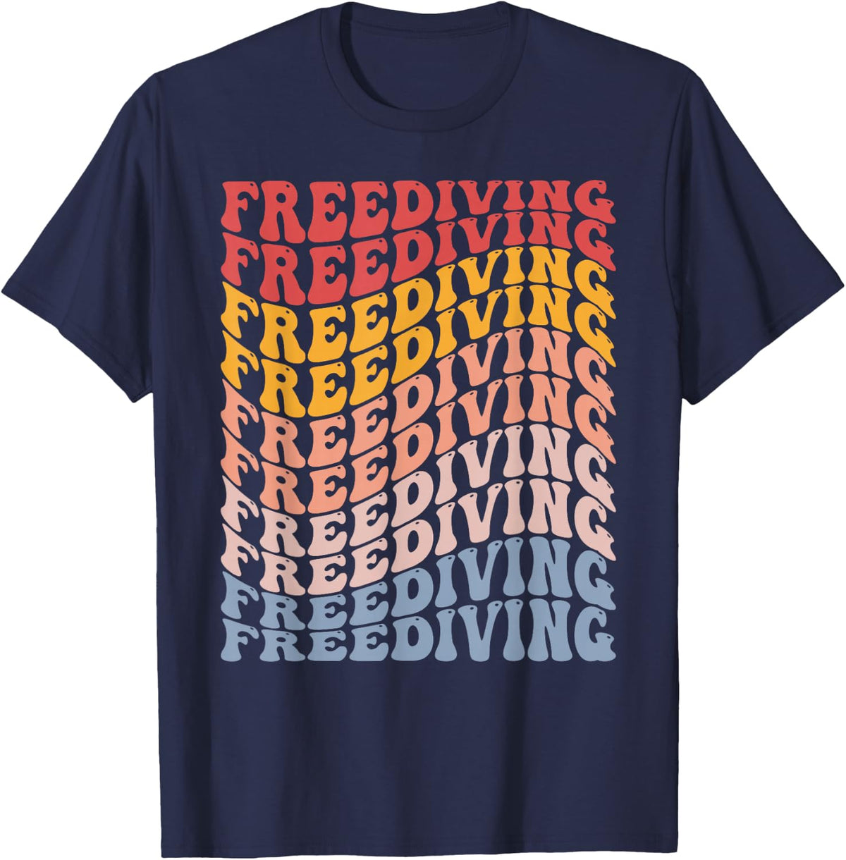 Freediving Groovy Freediver Scuba Diving T-Shirt - Navy Blue