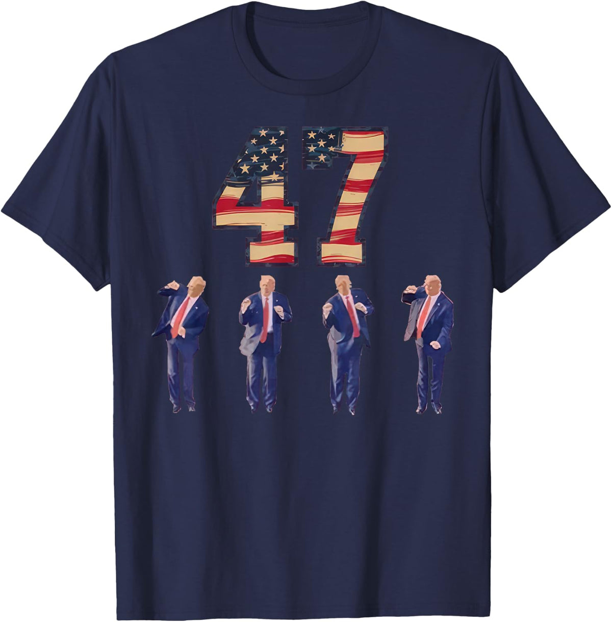 Funny Trump Dancing America 47 Trump Dance Men Women T-Shirt - Navy Blue