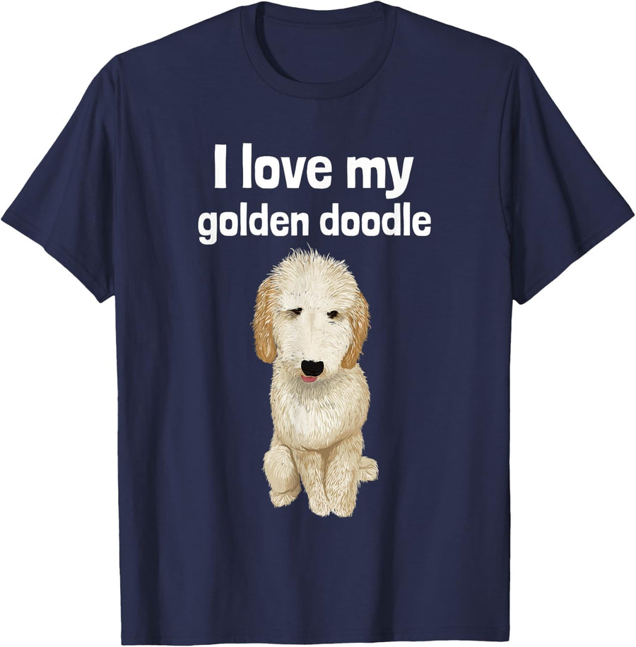 I Love My Golden Doodle - Merchandise for Goldendoodle Owner T-Shirt - Navy Blue