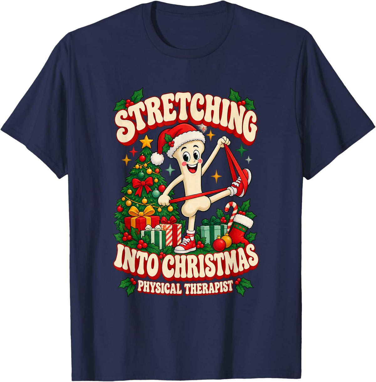 Christmas Physical Therapist Christmas Team T-Shirt - Navy Blue
