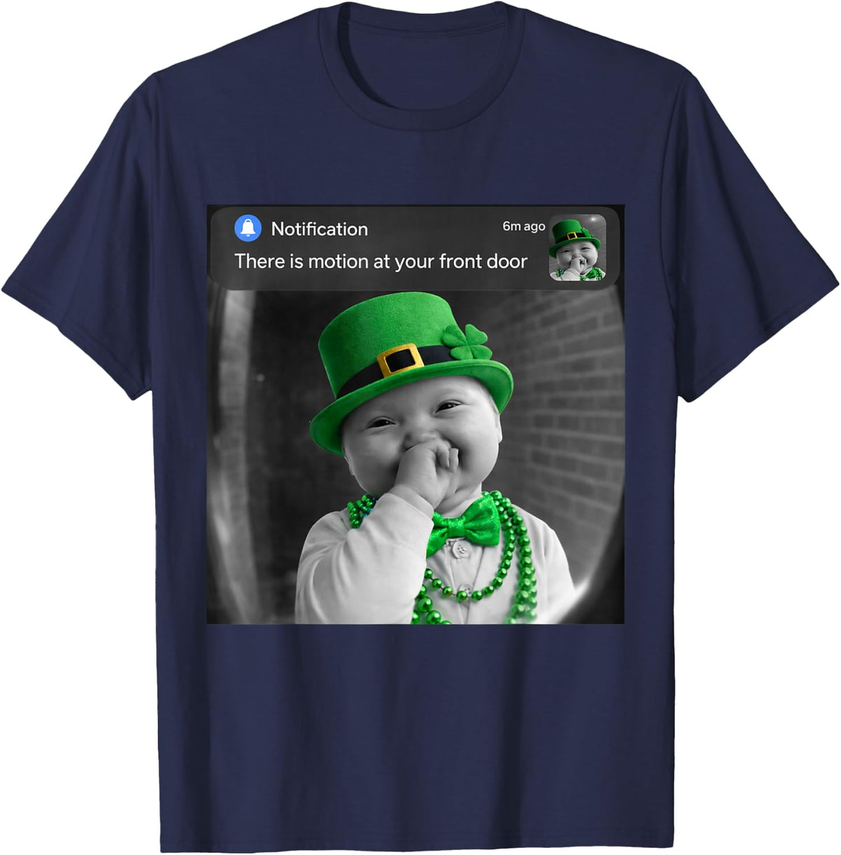 Funny Niche Ai Baby with Motion Meme St Patricks Day T-Shirt - Navy Blue