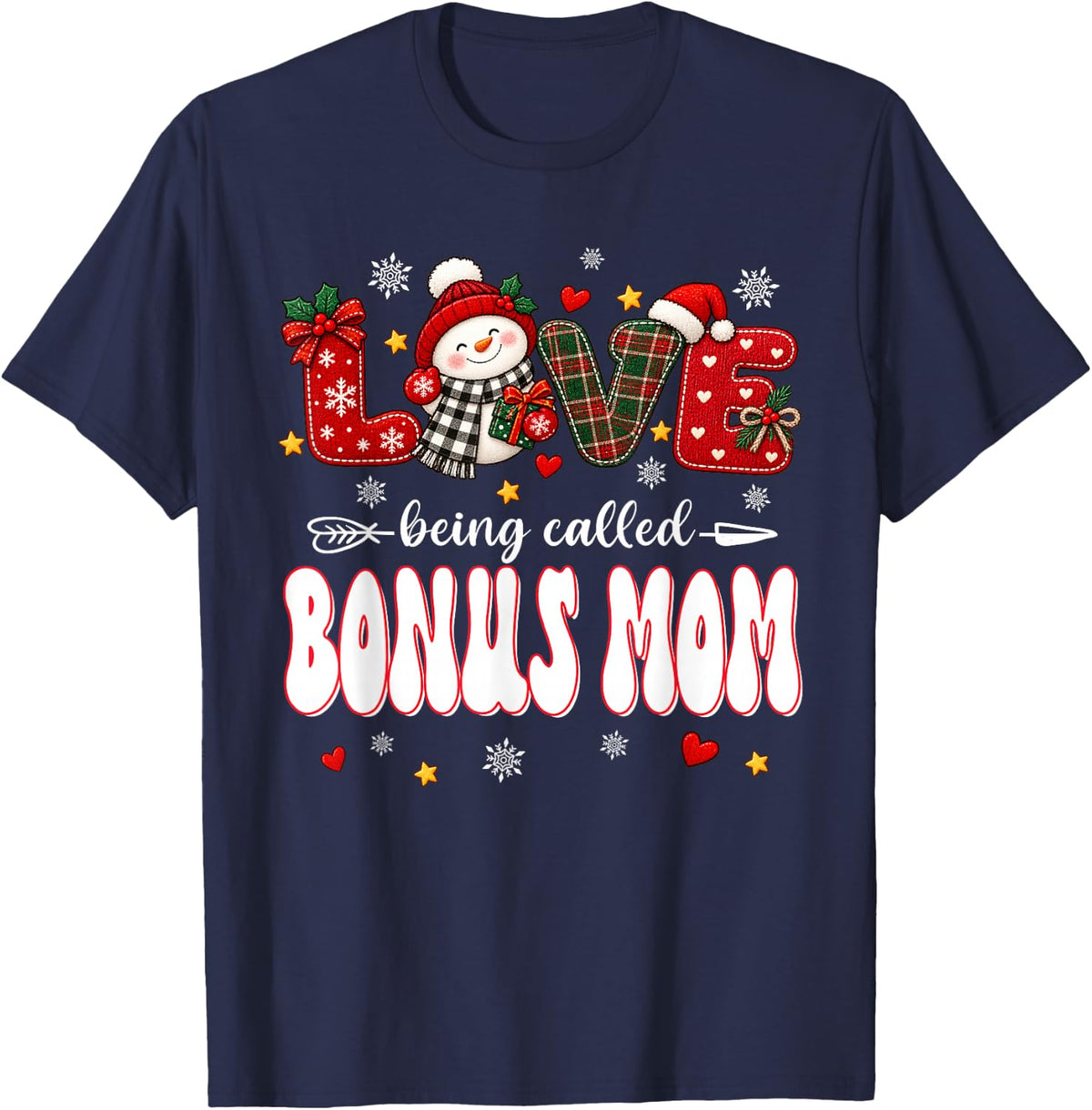 Love Being Called Bonus Mom Christmas Family Matching T-Shirt - Navy Blue