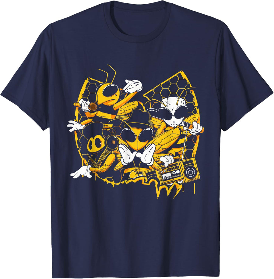 Bees Hip Hop Old School Rap Lover Tank Top T-Shirt - Navy Blue