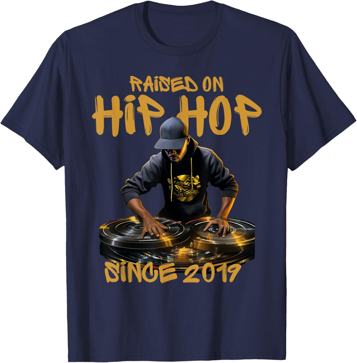 Hip Hop DJ 50th Anniversary Graphic - Since 2019 T-Shirt - Navy Blue