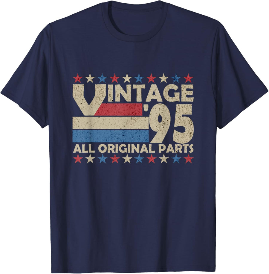 Vintage '95 All Original Parts Retro T-Shirt - Navy Blue