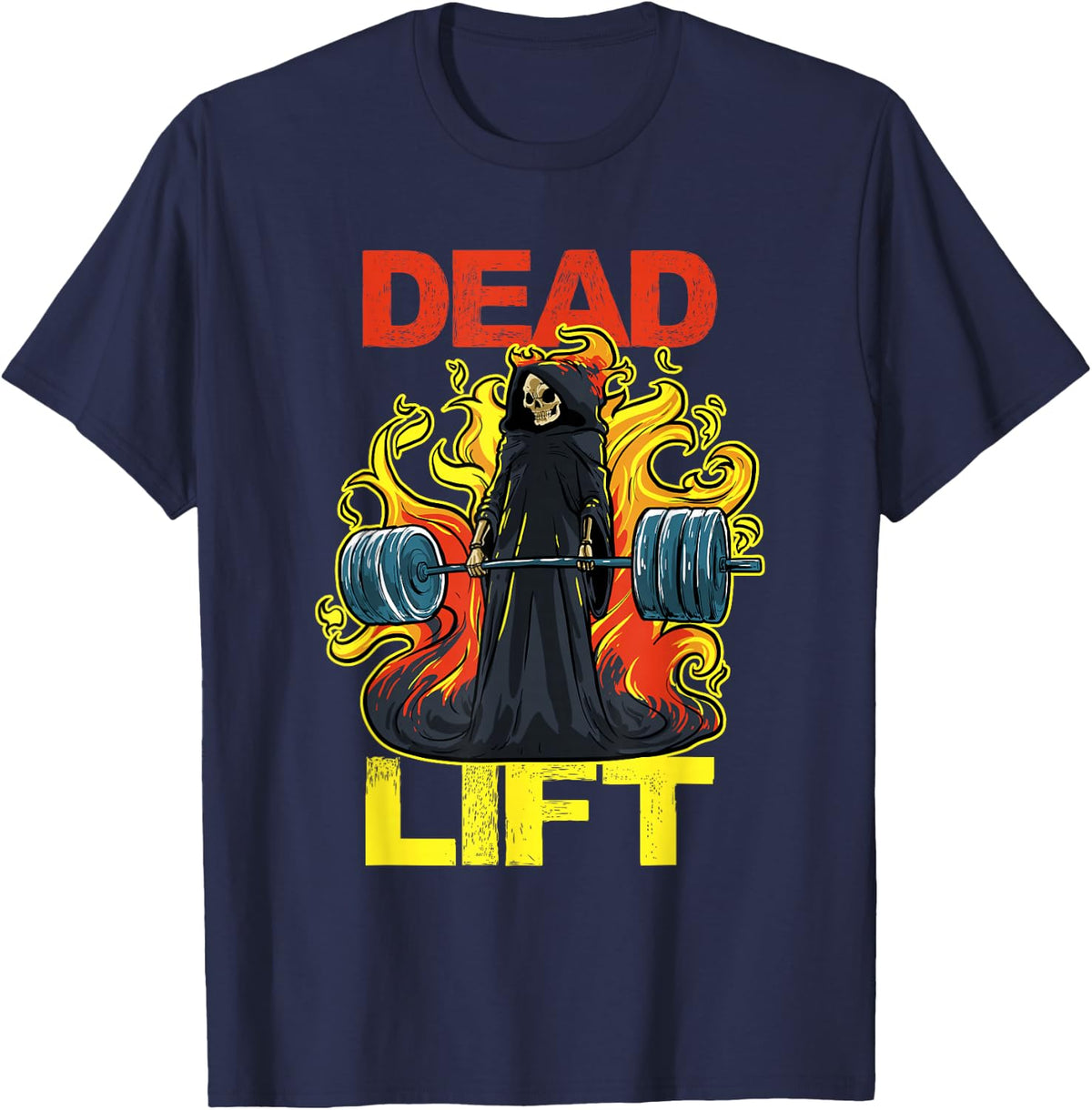 Grim Reaper Weightlifting Dead Lift Fitness Gym T-Shirt - Navy Blue
